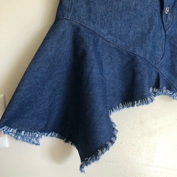 New Marques Almeida Asymmetrical Frayed Denim Mini Skirt size UK 8/ US 4 - Picture 7 of 13